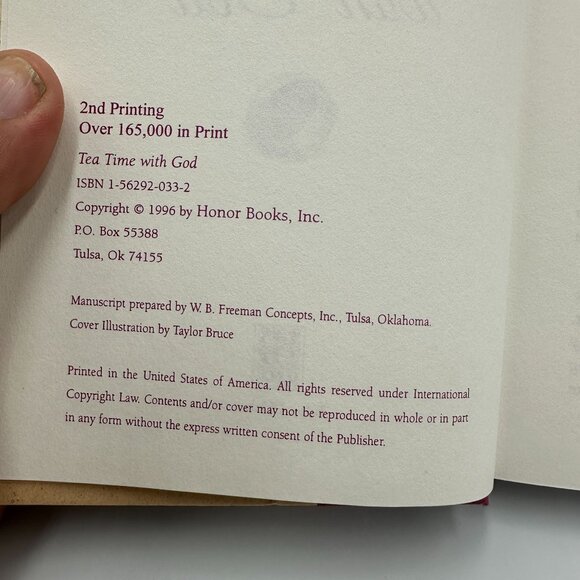 Tea Time With God By Honor Books 1996 2nd Printing Hardcover Devotional Book - Picture 3 of 3